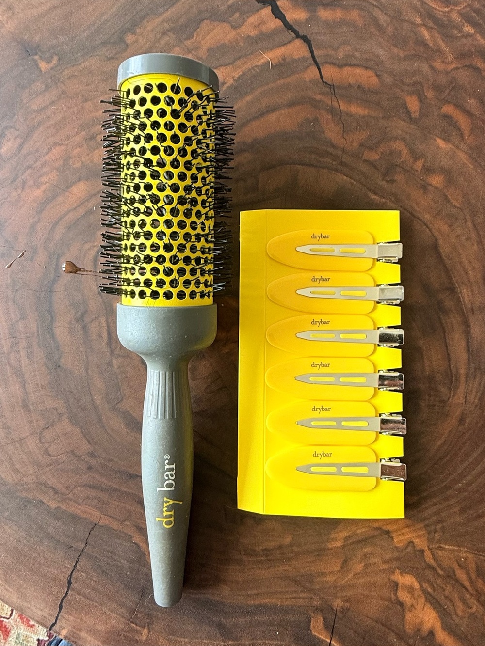 Drybar Yellow Round Vent Brush with Yellow Sectioning Clips